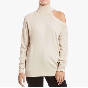 Bailey 44 Kitty Cutout Turtleneck Knitted Sweater, Eggshell Sz. XS